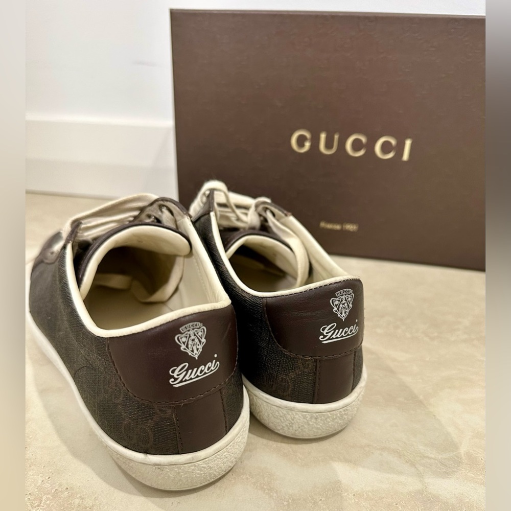 Gucci Chocolate Brown Guccissima Coated Canvas and Leather Low Top Sneakers, 38 - Picture 4 of 13